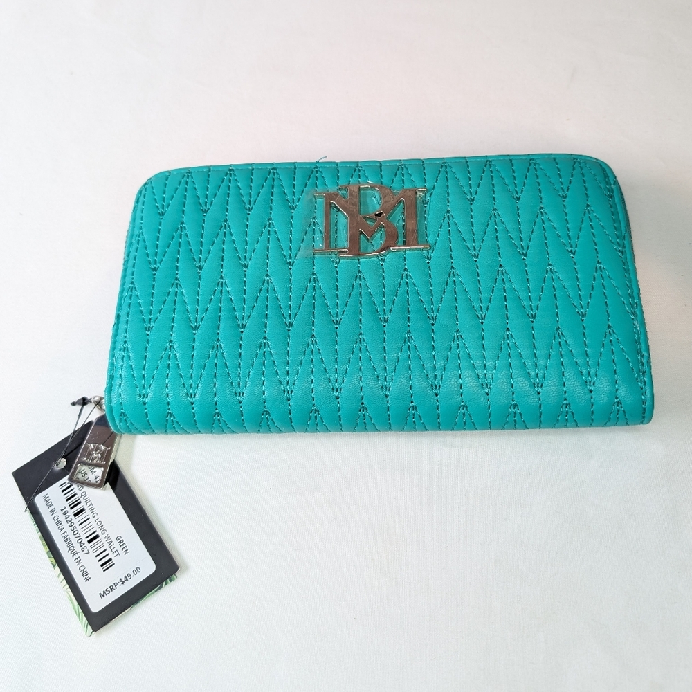 NWT Badgley Mischka Teal Quilted Wallet